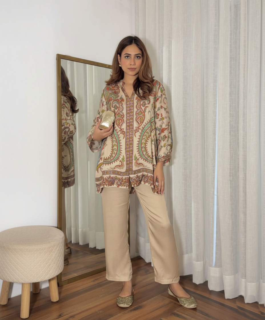 Co-Ord Set Ladies Unstitched 2 PC #056