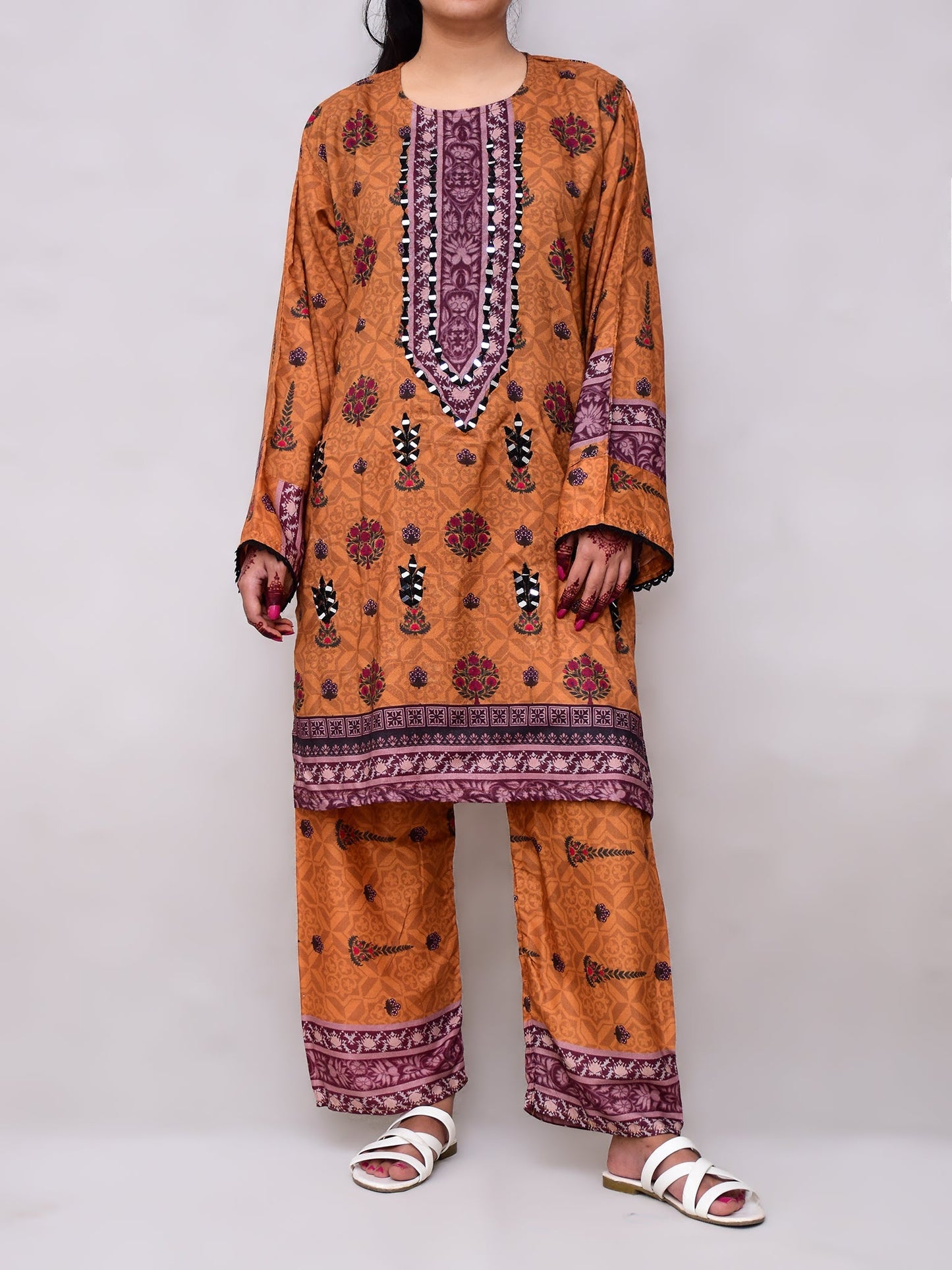 Premium Turkish Digital Linen with Mirror Winter Collection 2 PC