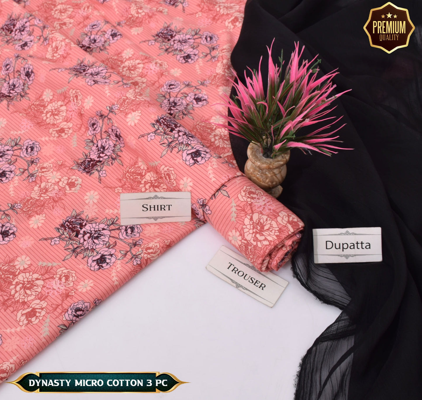 DYNASTY MICRO COTTON 4 SEASON STUFF ALLOVER PRINT UNSTITCHED 3 PC'S