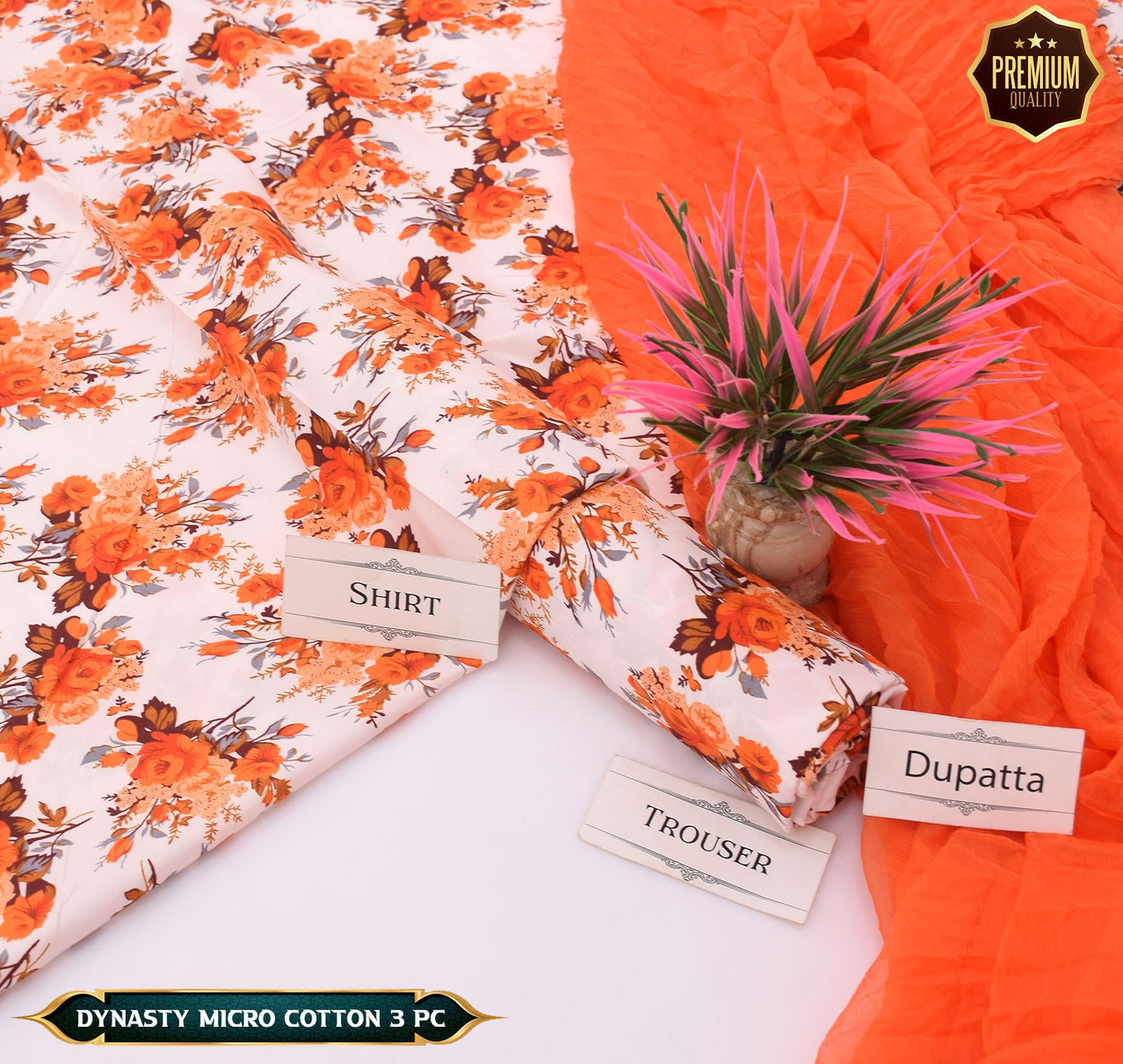 DYNASTY MICRO COTTON 4 SEASON STUFF ALLOVER PRINT UNSTITCHED 3 PC'S