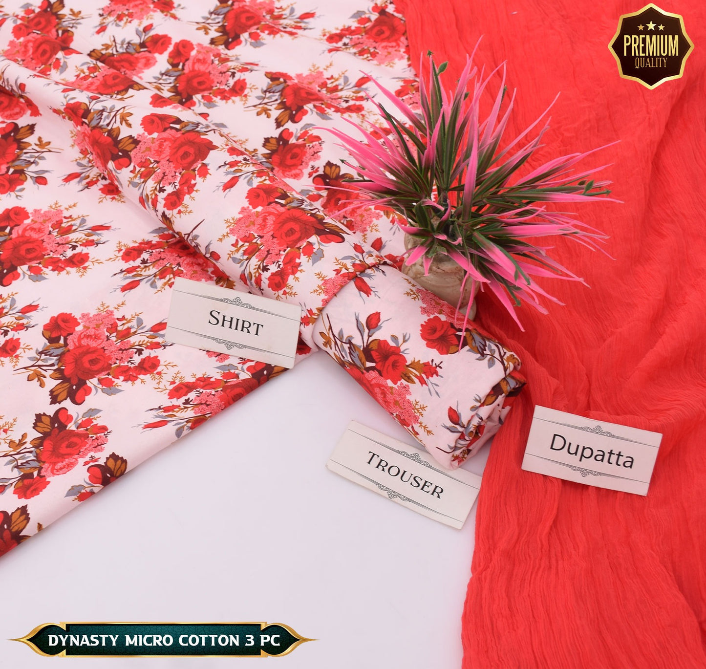 DYNASTY MICRO COTTON 4 SEASON STUFF ALLOVER PRINT UNSTITCHED 3 PC'S