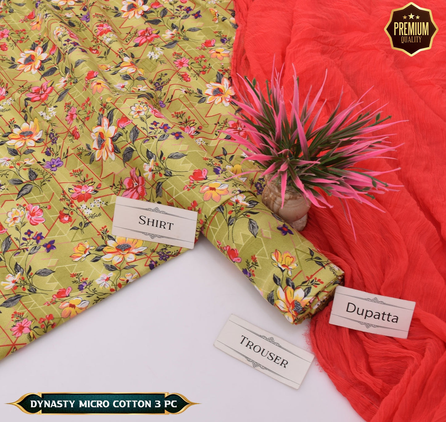 DYNASTY MICRO COTTON 4 SEASON STUFF ALLOVER PRINT UNSTITCHED 3 PC'S