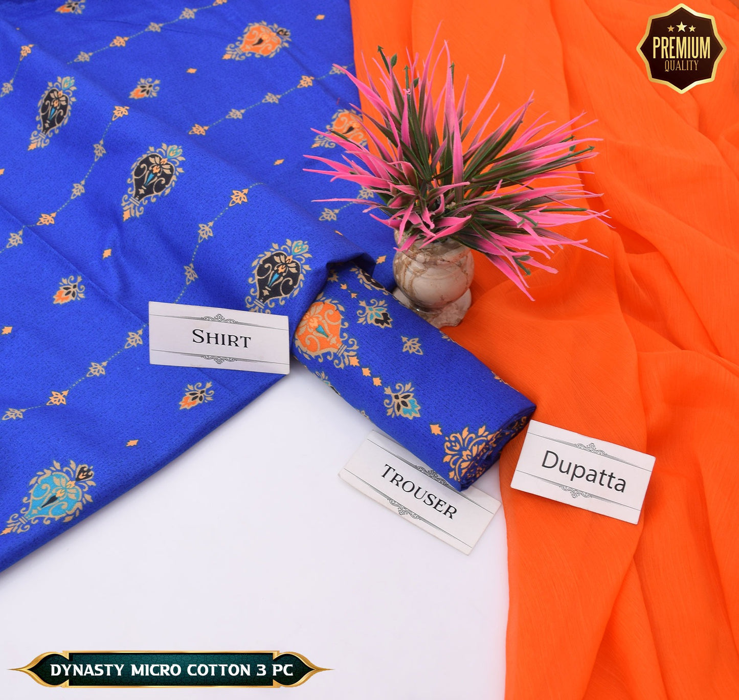 DYNASTY MICRO COTTON 4 SEASON STUFF ALLOVER PRINT UNSTITCHED 3 PC'S