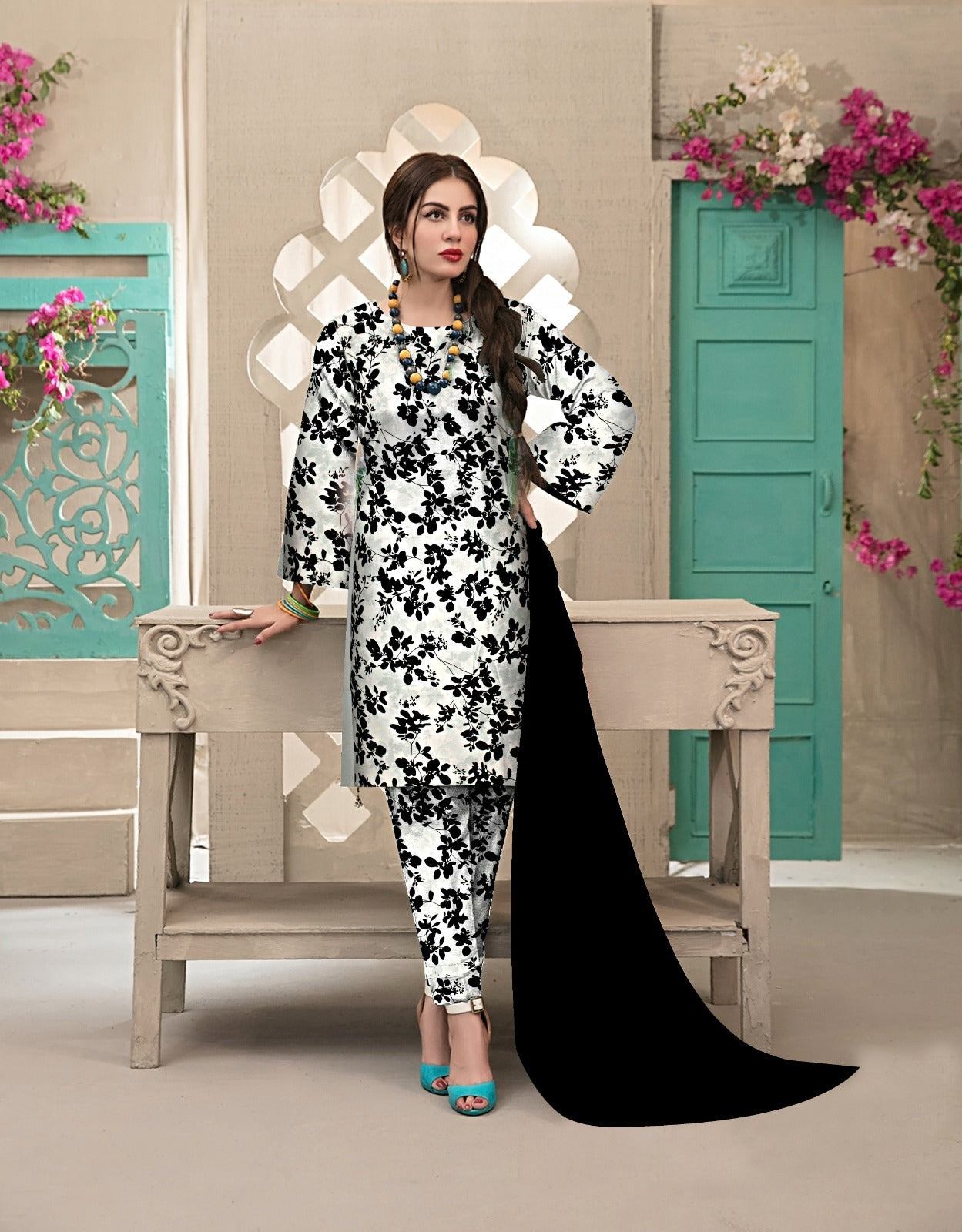 DYNASTY MICRO COTTON 4 SEASON STUFF ALLOVER PRINT UNSTITCHED 3 PC'S