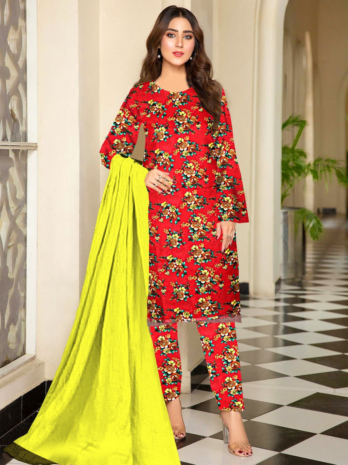 DYNASTY MICRO COTTON 4 SEASON STUFF ALLOVER PRINT UNSTITCHED 3 PC'S