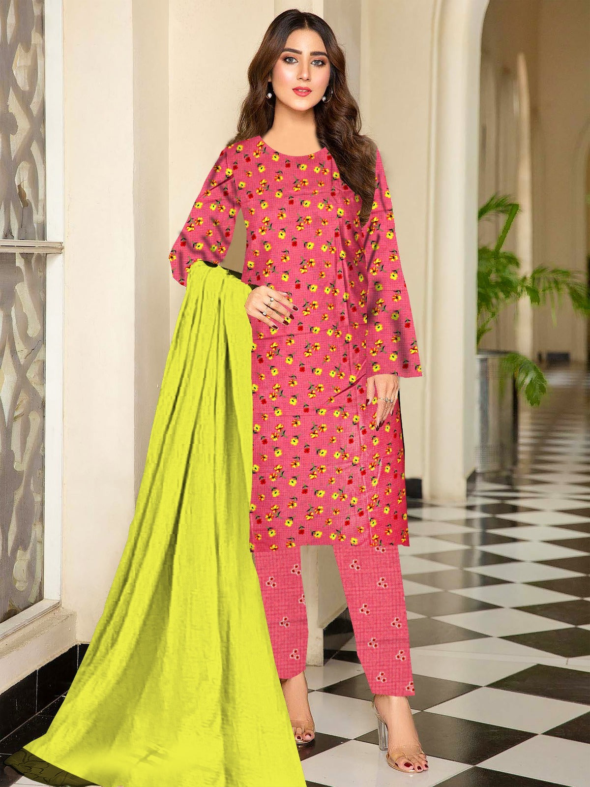 DYNASTY MICRO COTTON 4 SEASON STUFF ALLOVER PRINT UNSTITCHED 3 PC'S