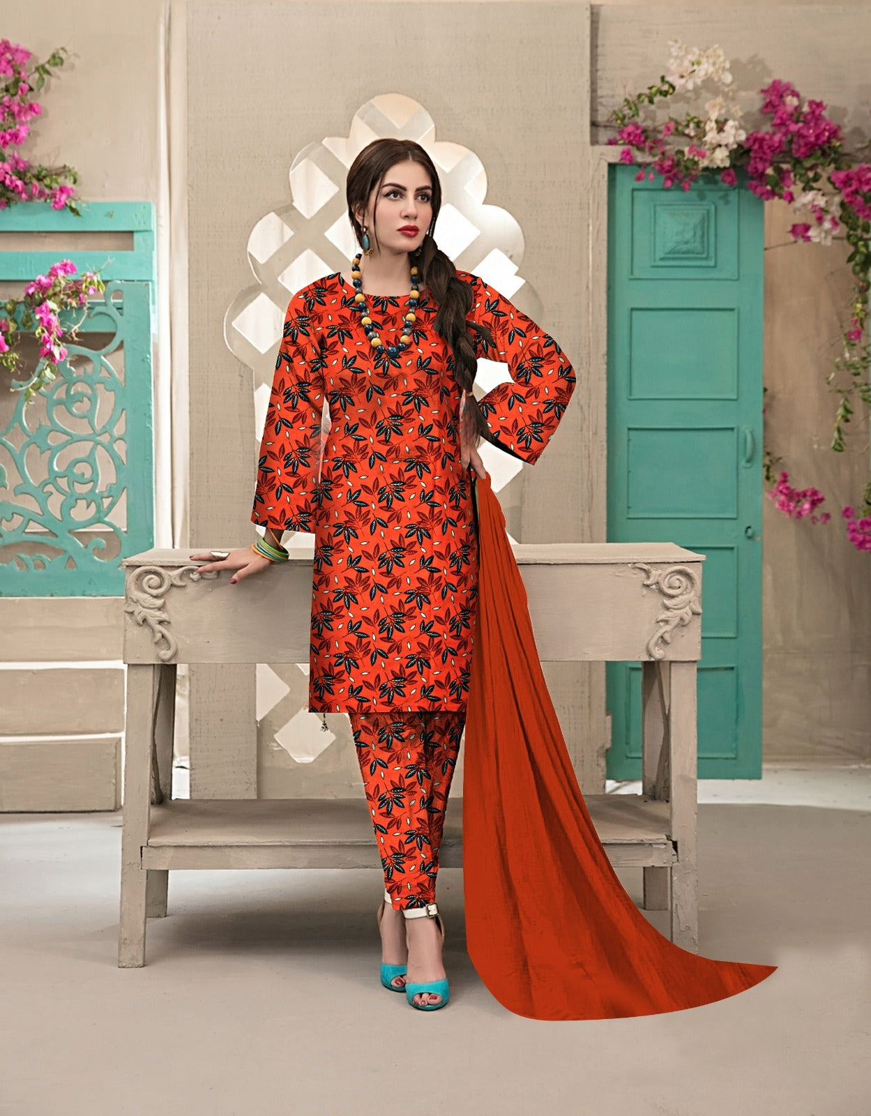 DYNASTY MICRO COTTON 4 SEASON STUFF ALLOVER PRINT UNSTITCHED 3 PC'S