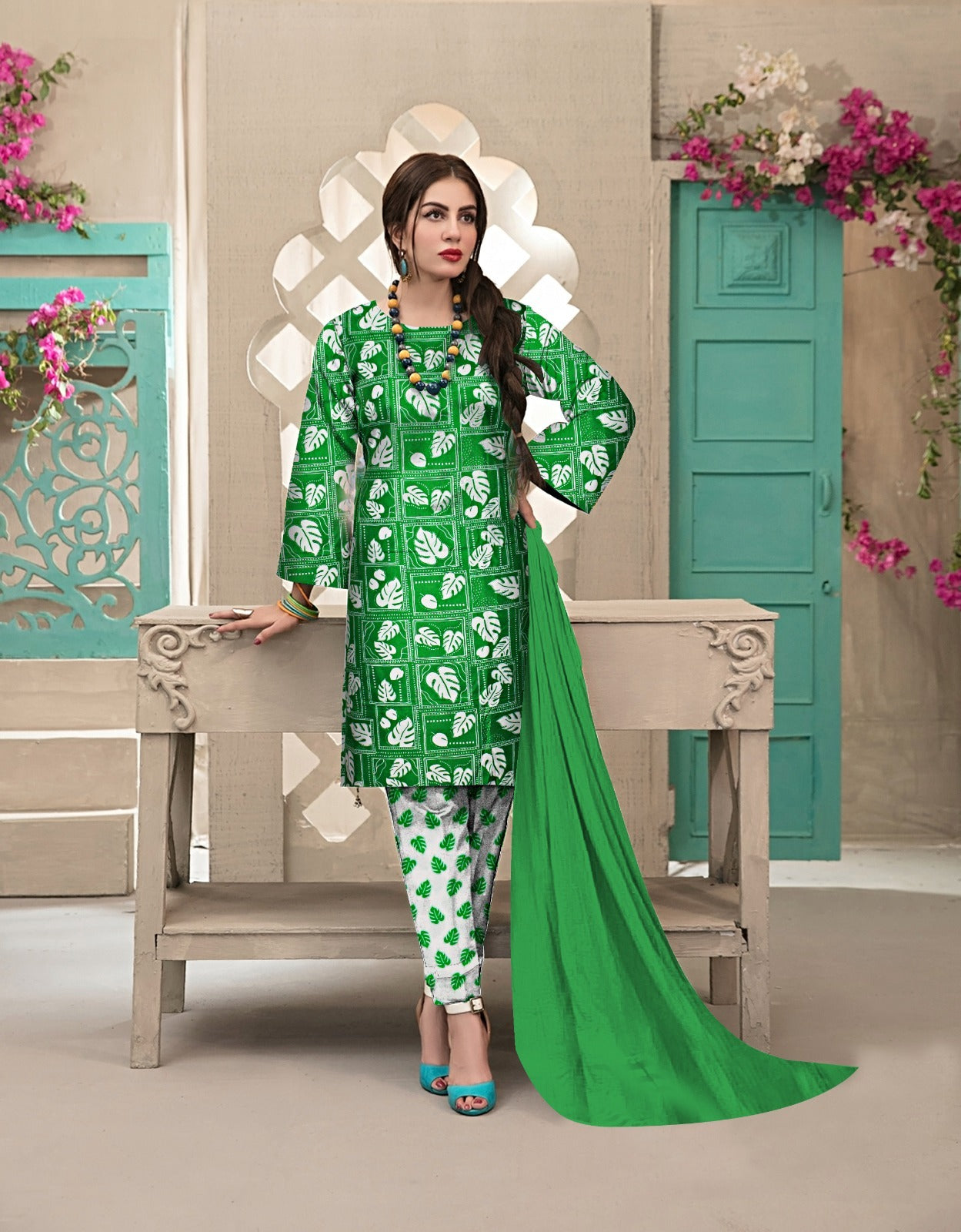 DYNASTY MICRO COTTON 4 SEASON STUFF ALLOVER PRINT UNSTITCHED 3 PC'S