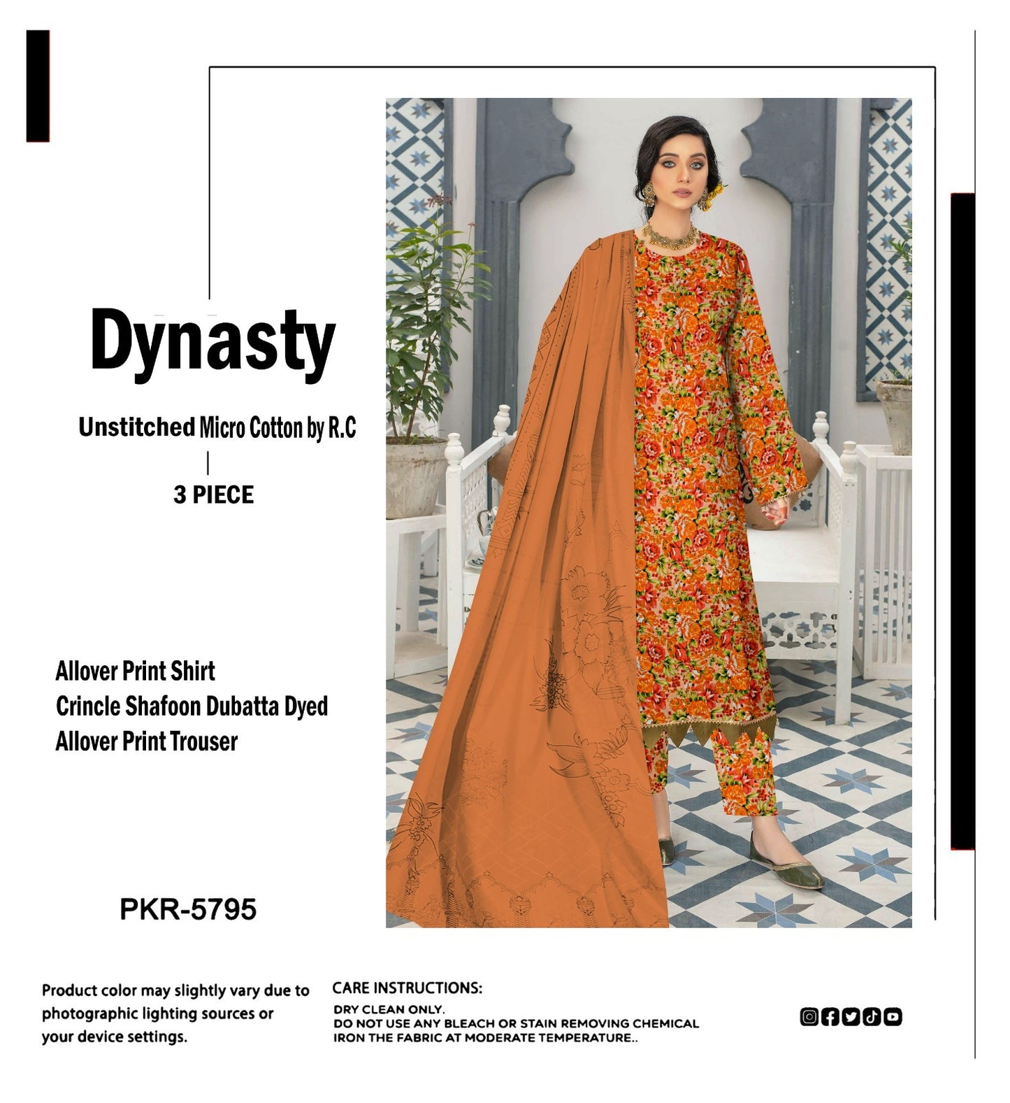 DYNASTY MICRO COTTON 4 SEASON STUFF ALLOVER PRINT UNSTITCHED 3 PC'S