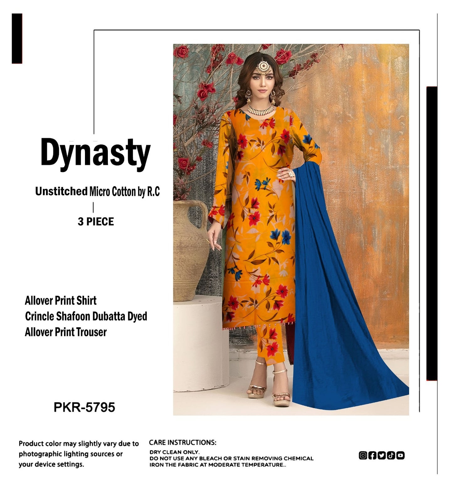 DYNASTY MICRO COTTON 4 SEASON STUFF ALLOVER PRINT UNSTITCHED 3 PC'S