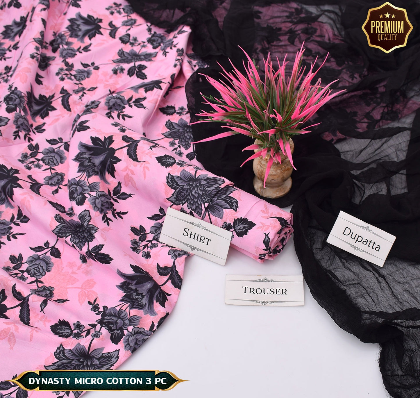 DYNASTY MICRO COTTON 4 SEASON STUFF ALLOVER PRINT UNSTITCHED 3 PC'S