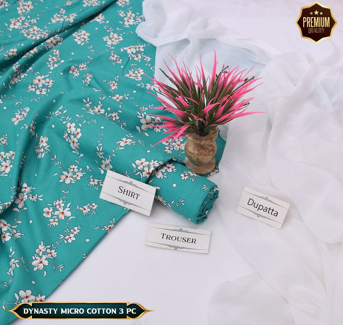 DYNASTY MICRO COTTON 4 SEASON STUFF ALLOVER PRINT UNSTITCHED 3 PC'S