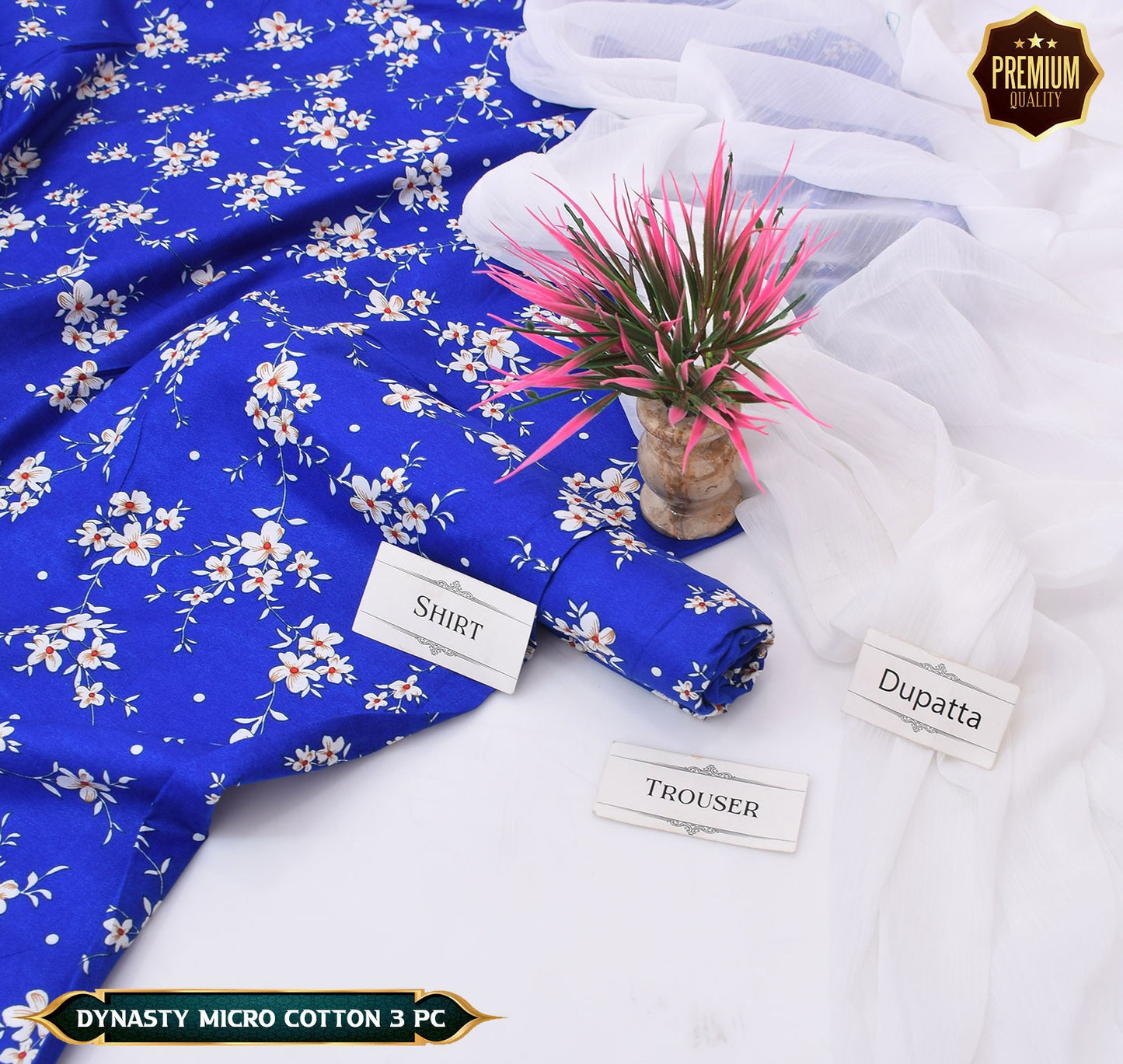 DYNASTY MICRO COTTON 4 SEASON STUFF ALLOVER PRINT UNSTITCHED 3 PC'S