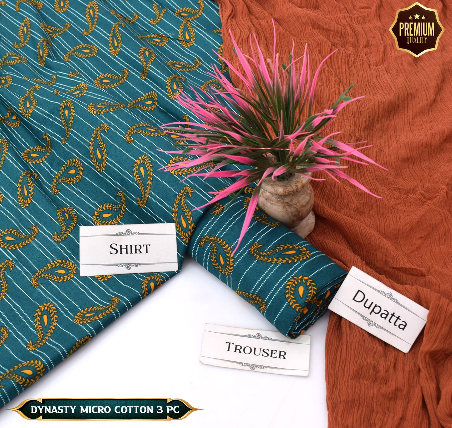 DYNASTY MICRO COTTON 4 SEASON STUFF ALLOVER PRINT UNSTITCHED 3 PC'S