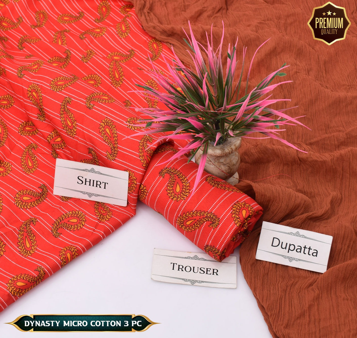 DYNASTY MICRO COTTON 4 SEASON STUFF ALLOVER PRINT UNSTITCHED 3 PC'S