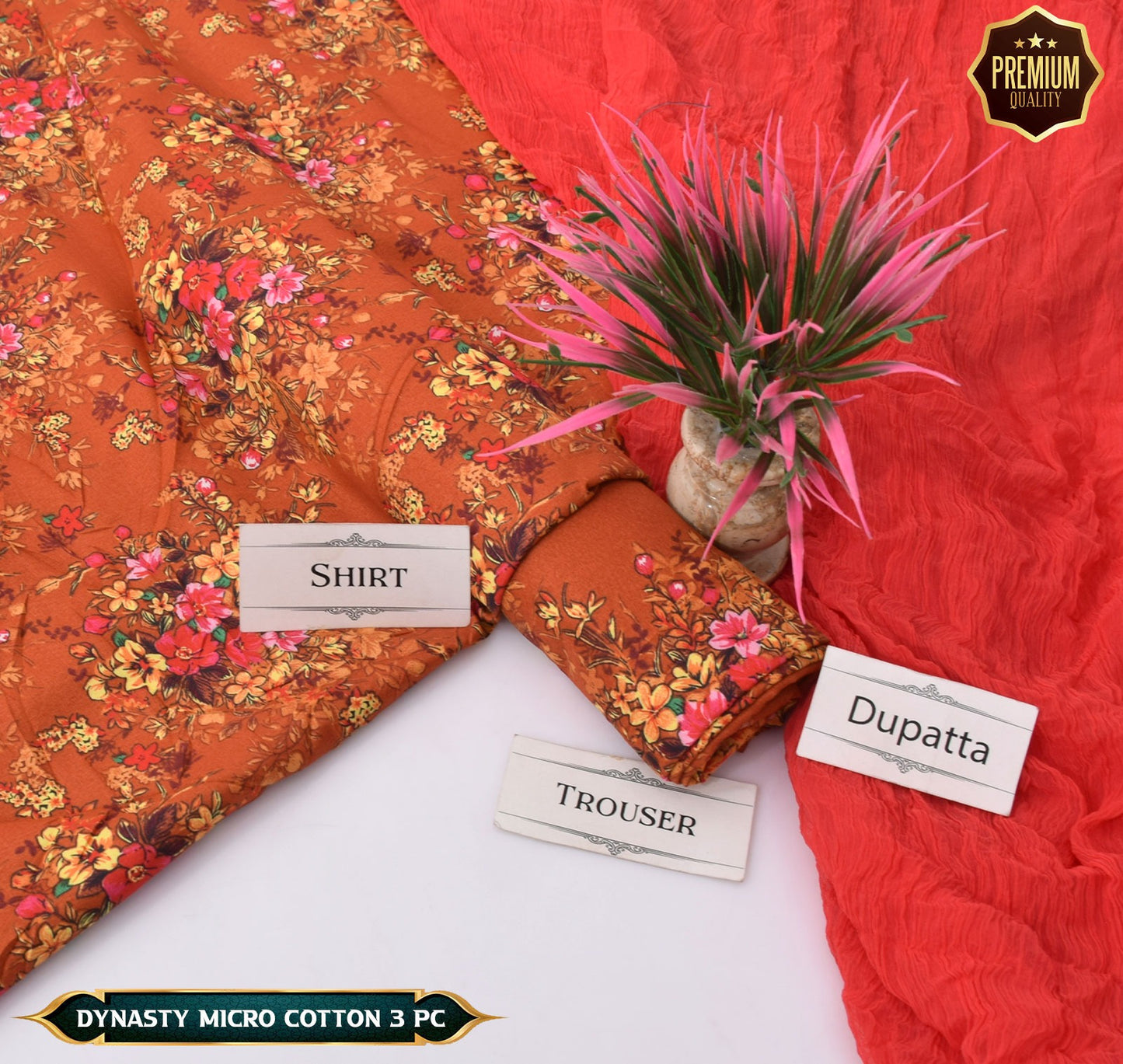 DYNASTY MICRO COTTON 4 SEASON STUFF ALLOVER PRINT UNSTITCHED 3 PC'S