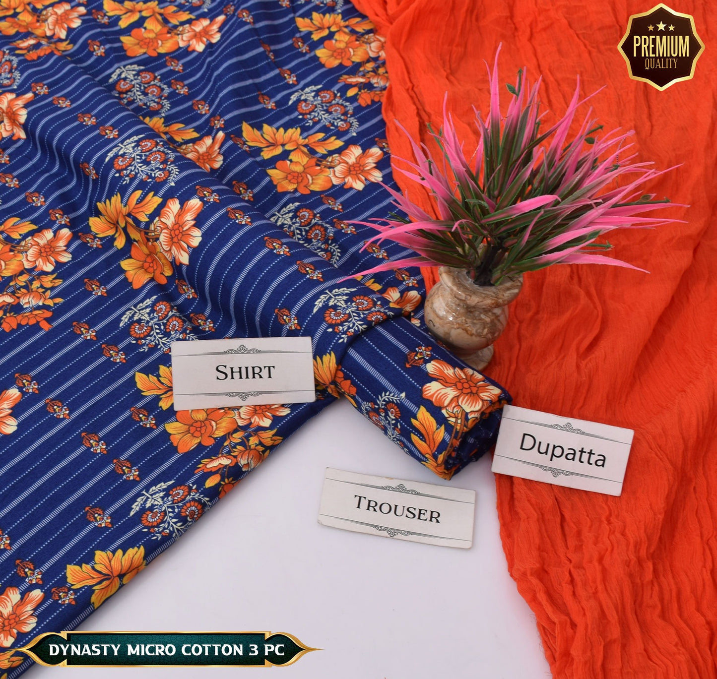 DYNASTY MICRO COTTON 4 SEASON STUFF ALLOVER PRINT UNSTITCHED 3 PC'S