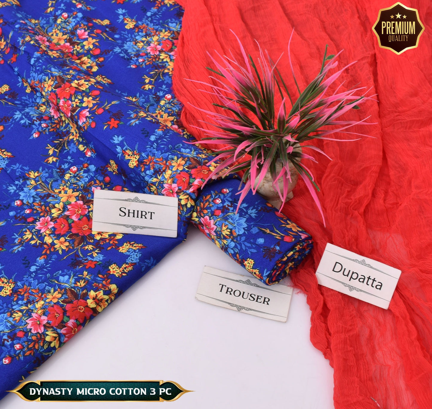 DYNASTY MICRO COTTON 4 SEASON STUFF ALLOVER PRINT UNSTITCHED 3 PC'S