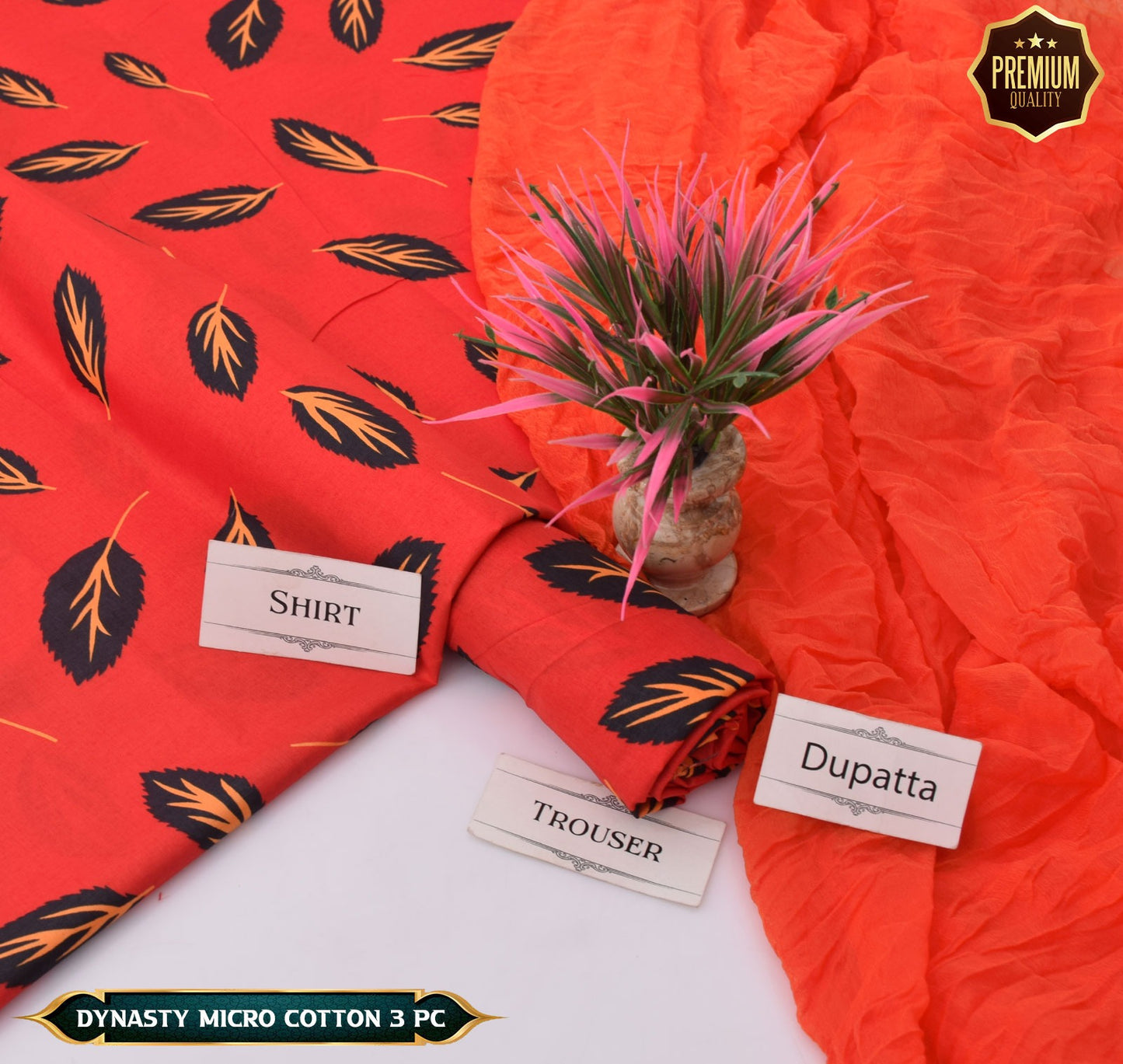 DYNASTY MICRO COTTON 4 SEASON STUFF ALLOVER PRINT UNSTITCHED 3 PC'S