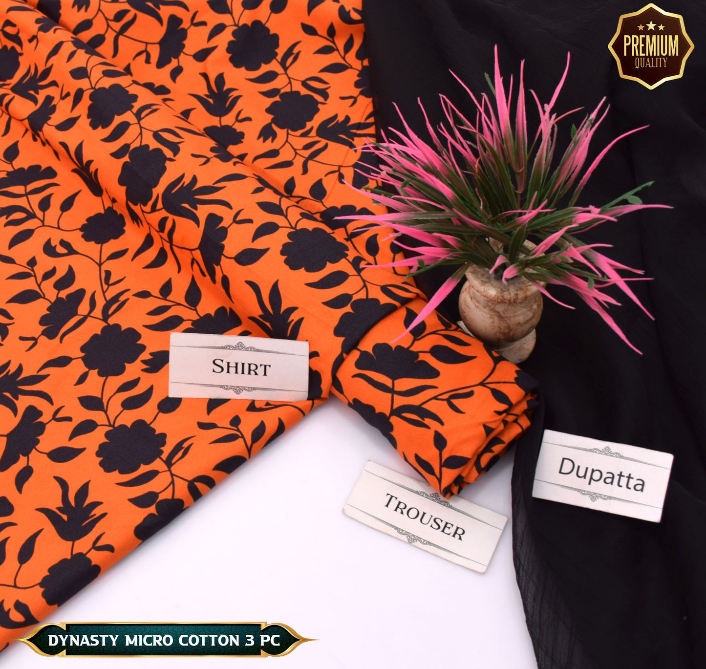 DYNASTY MICRO COTTON 4 SEASON STUFF ALLOVER PRINT UNSTITCHED 3 PC'S