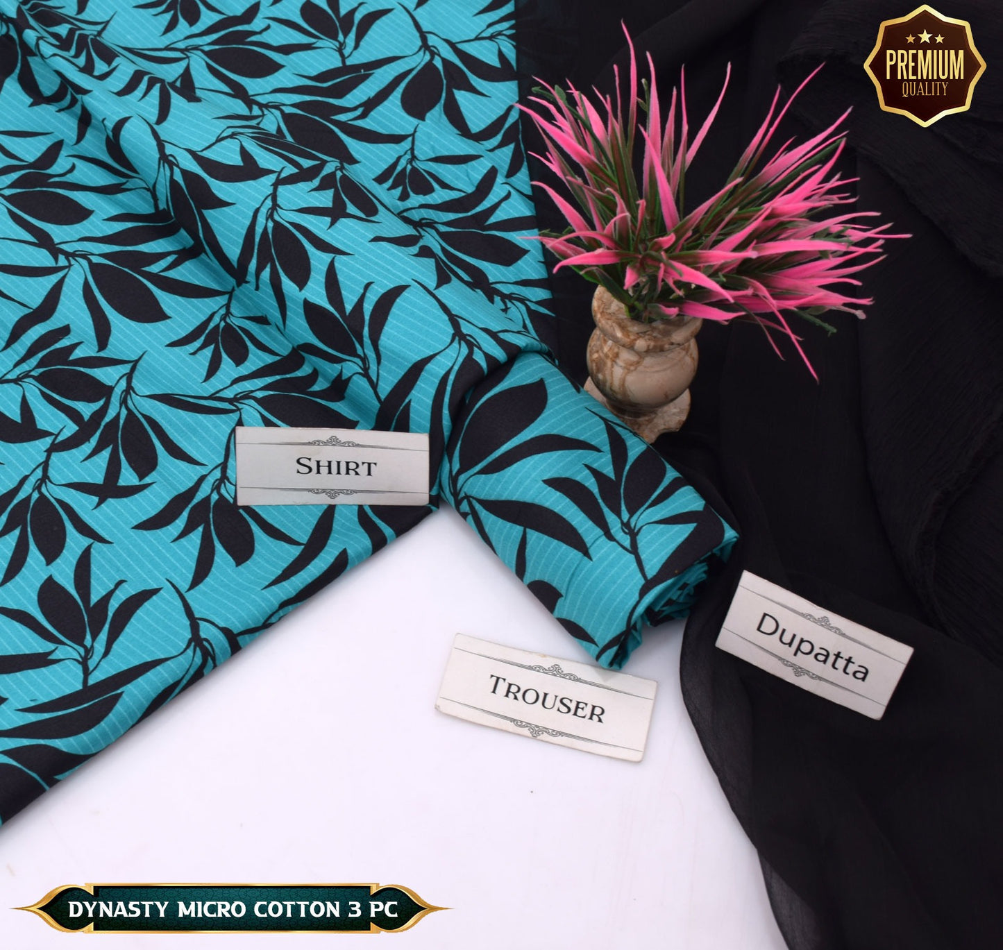 DYNASTY MICRO COTTON 4 SEASON STUFF ALLOVER PRINT UNSTITCHED 3 PC'S