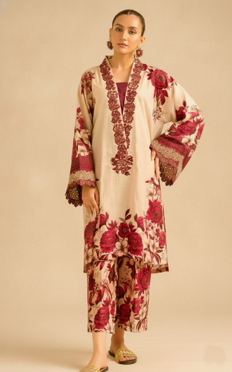 Co-Ord Set Ladies Unstitched 2 PC #012