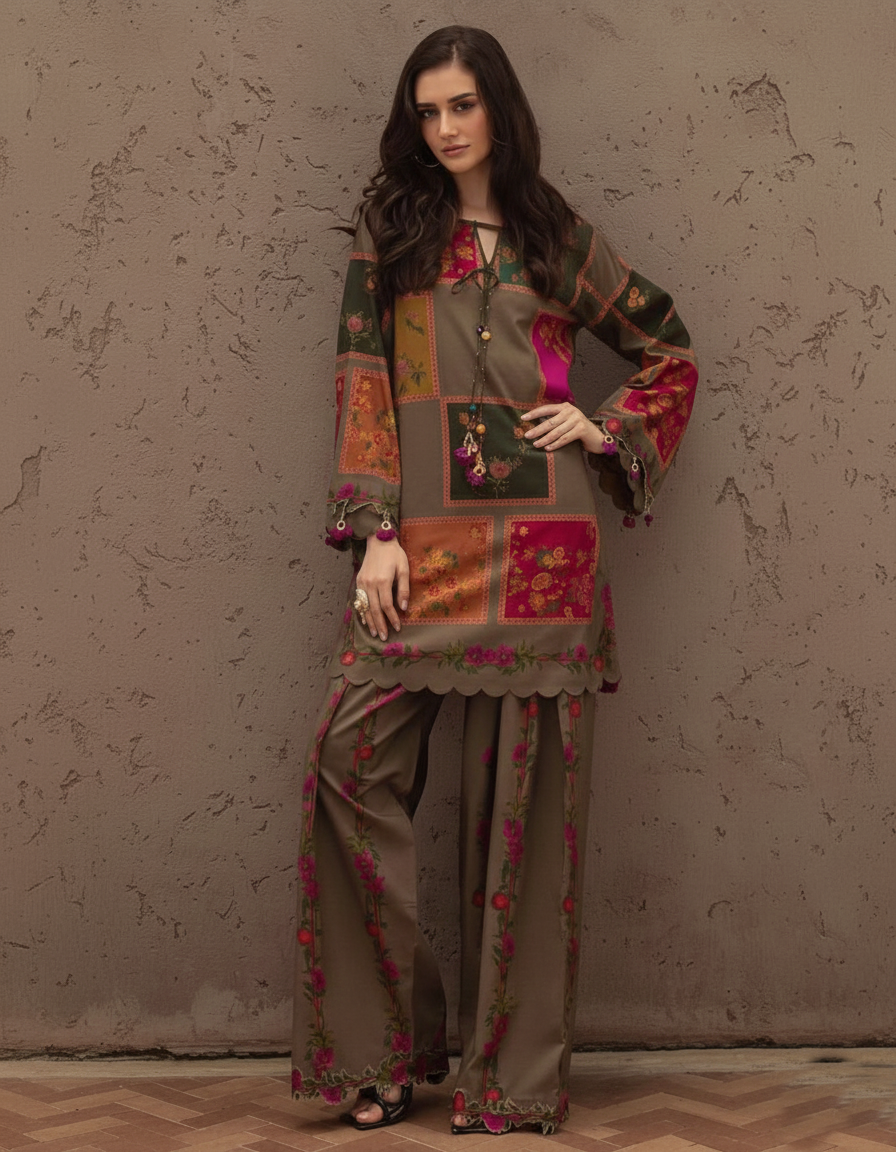 Co-Ord Set Ladies Unstitched 2 PC #057