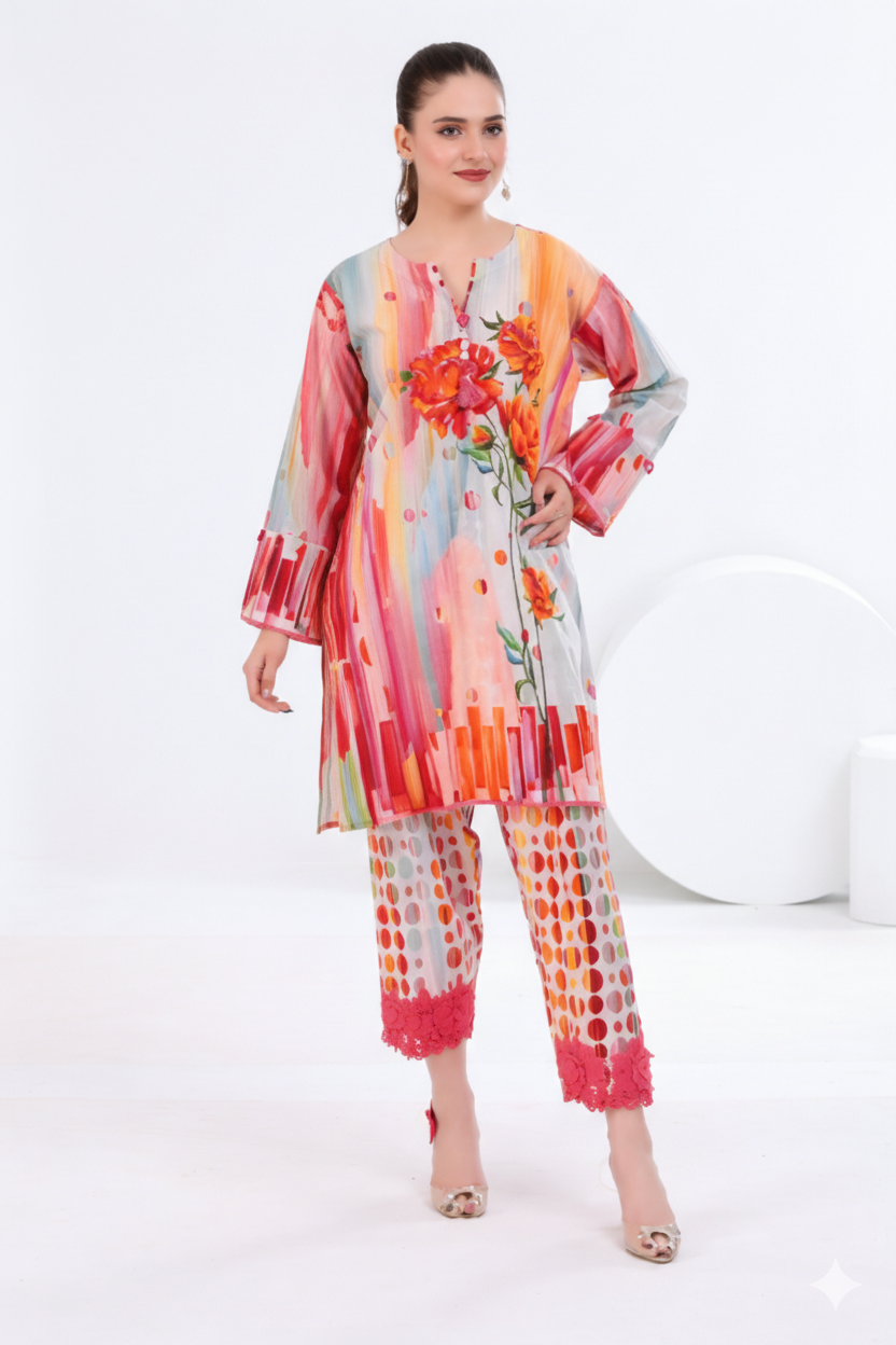 Co-Ord Set Ladies Unstitched 2 PC #074