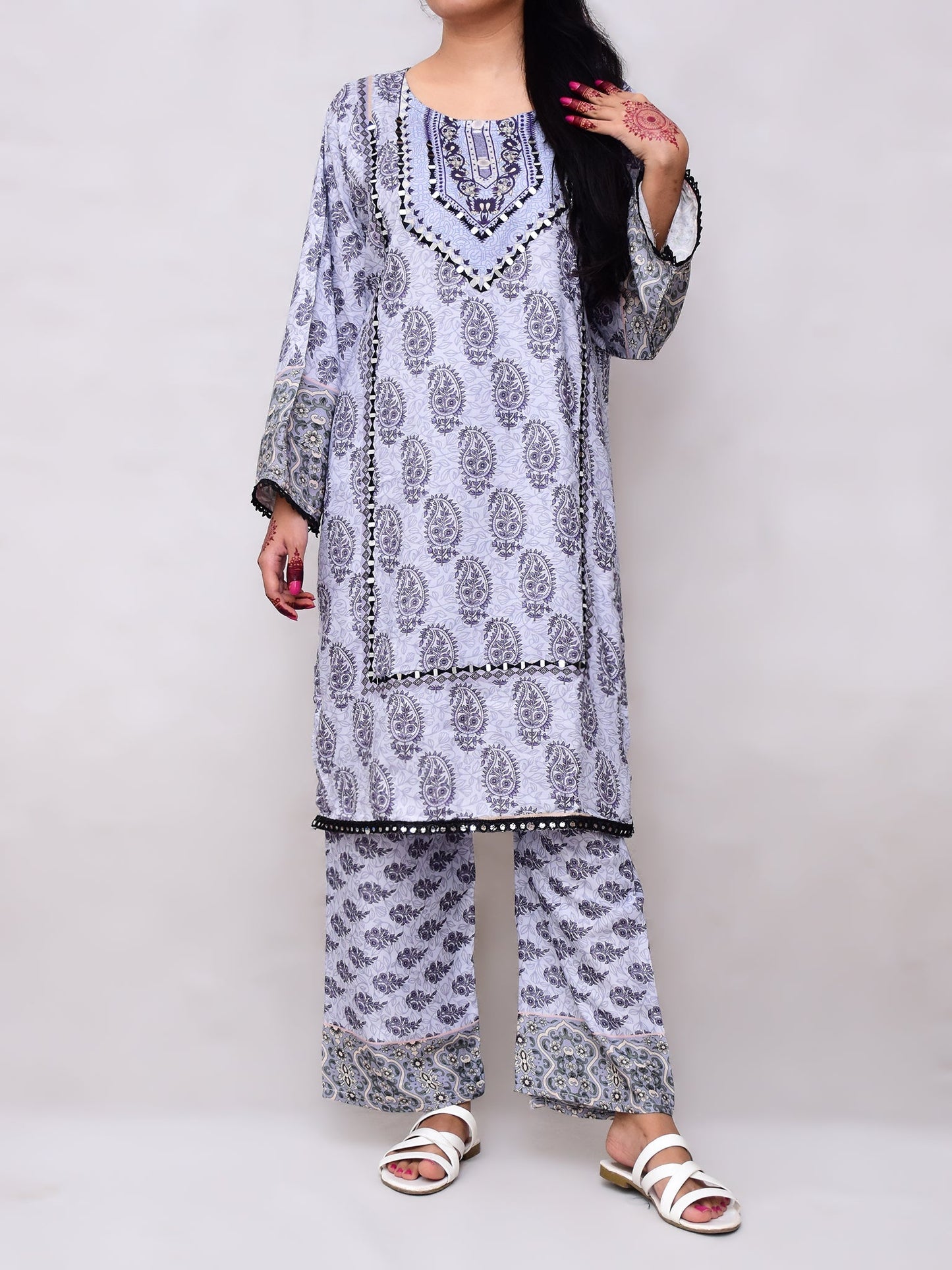 Premium Turkish Digital Linen With Mirror Work Winter Collection 2 PC