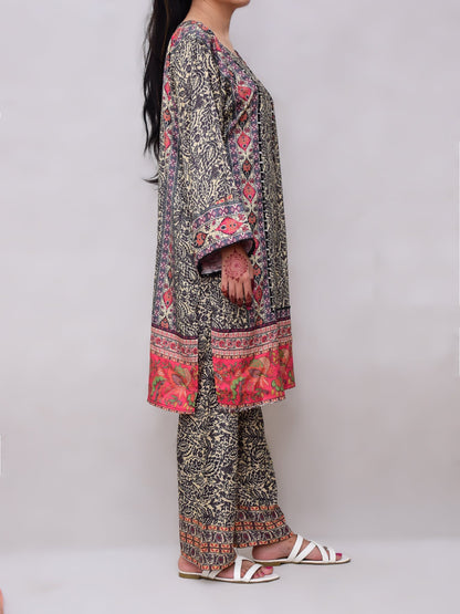 Premium Turkish Digital Linen with Mirror Winter Collection 2 PC