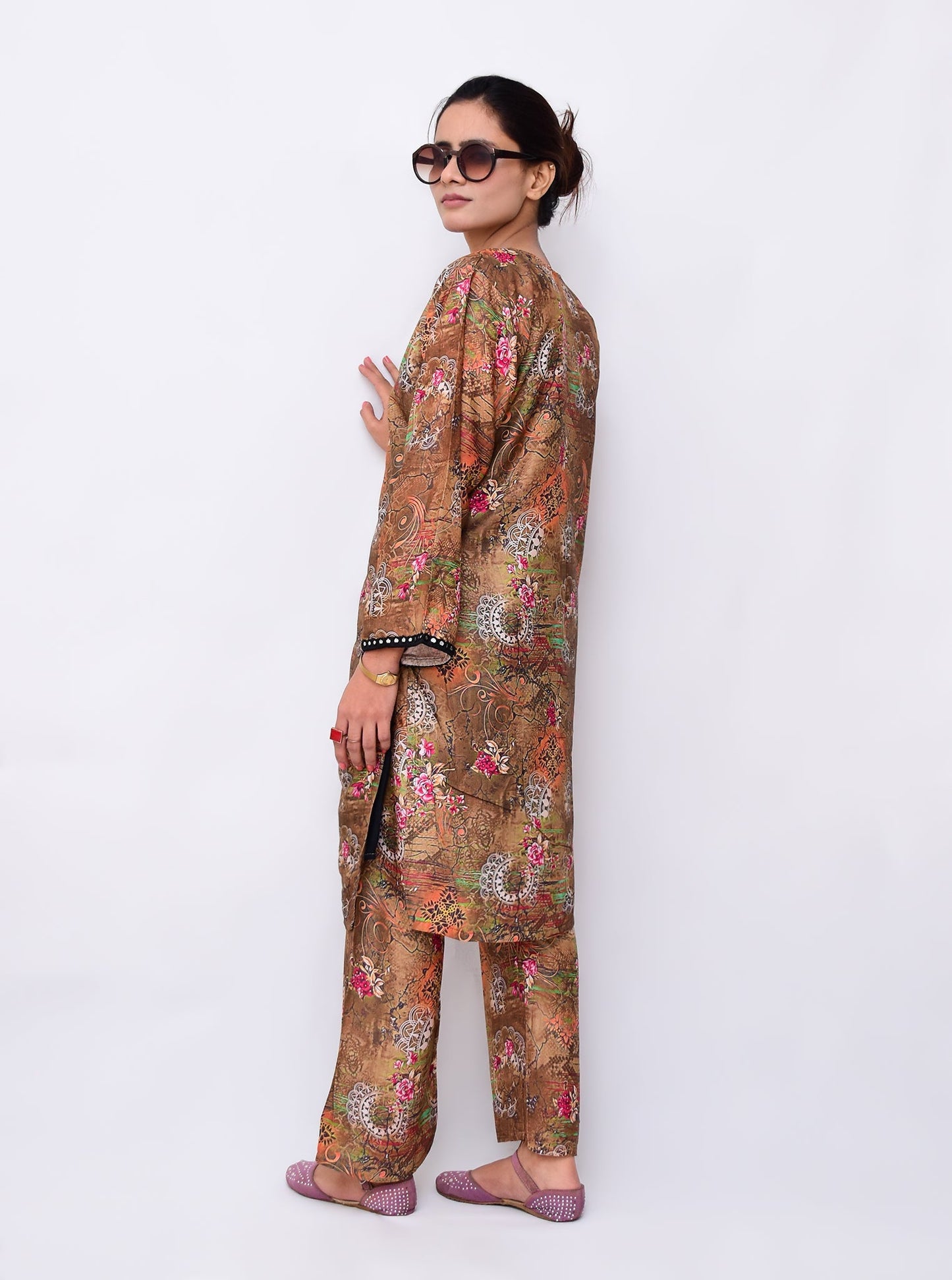 Premium Digital Linen Gown Style Stitched 2PC
