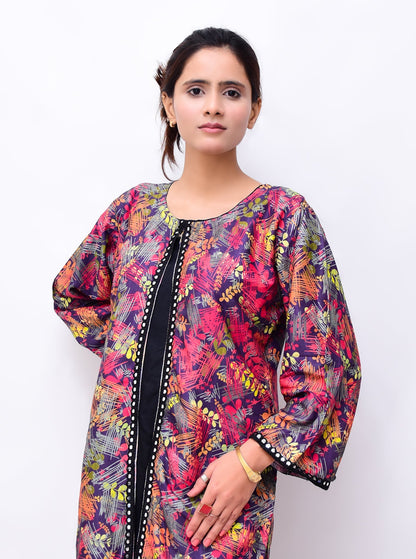 Premium Digital Linen Gown Style Stitched 2PC