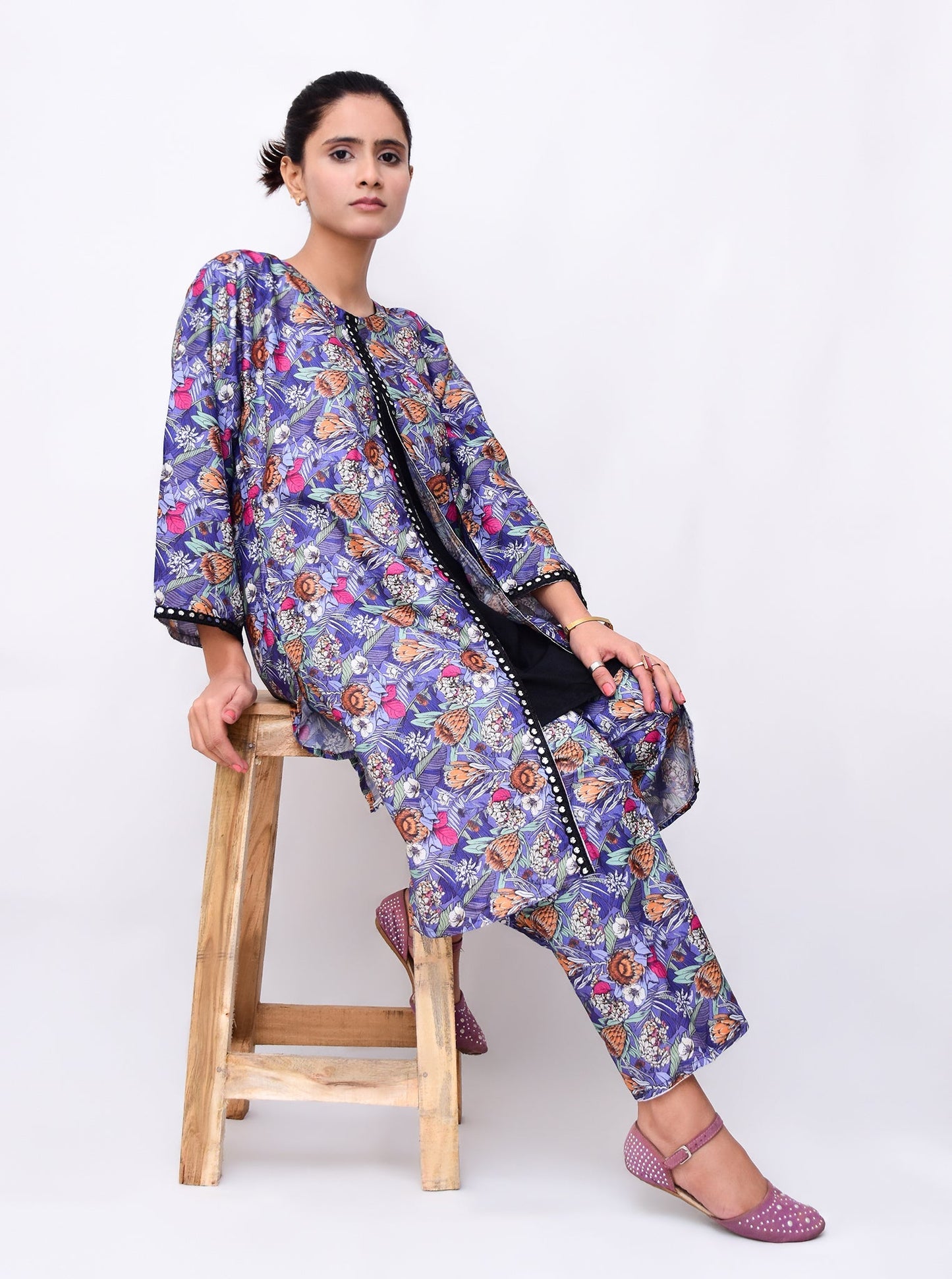 Premium Digital Linen Gown Style Stitched 2PC
