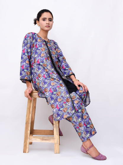 Premium Digital Linen Gown Style Stitched 2PC