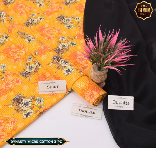 DYNASTY MICRO COTTON 4 SEASON STUFF ALLOVER PRINT UNSTITCHED 3 PC'S