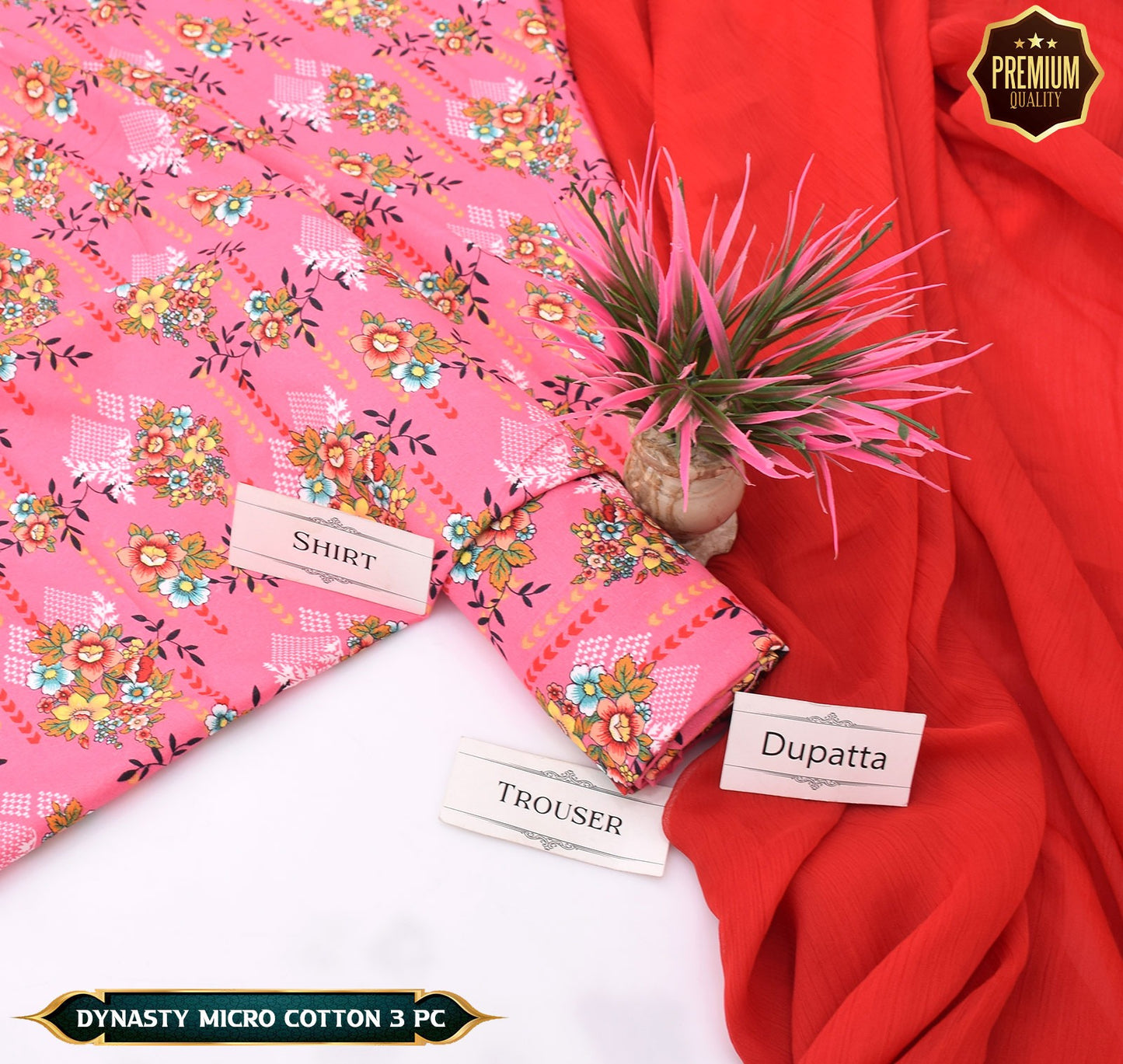 DYNASTY MICRO COTTON 4 SEASON STUFF ALLOVER PRINT UNSTITCHED 3 PC'S