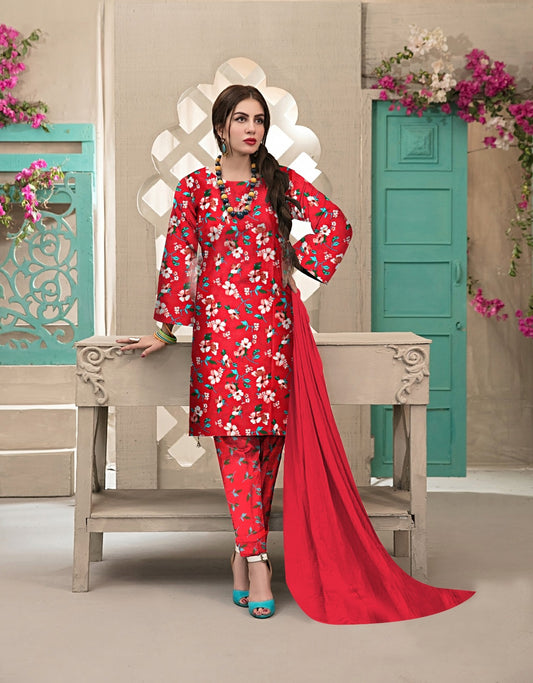 DYNASTY MICRO COTTON 4 SEASON STUFF ALLOVER PRINT UNSTITCHED 3 PC'S