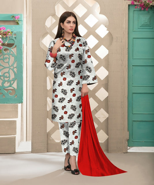 DYNASTY MICRO COTTON 4 SEASON STUFF ALLOVER PRINT UNSTITCHED 3 PC'S