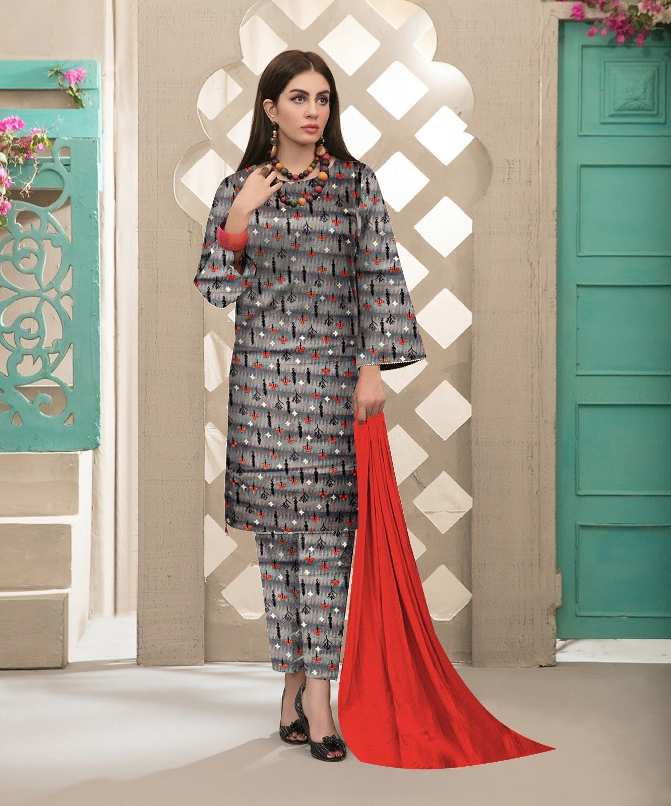 DYNASTY MICRO COTTON 4 SEASON STUFF ALLOVER PRINT UNSTITCHED 3 PC'S