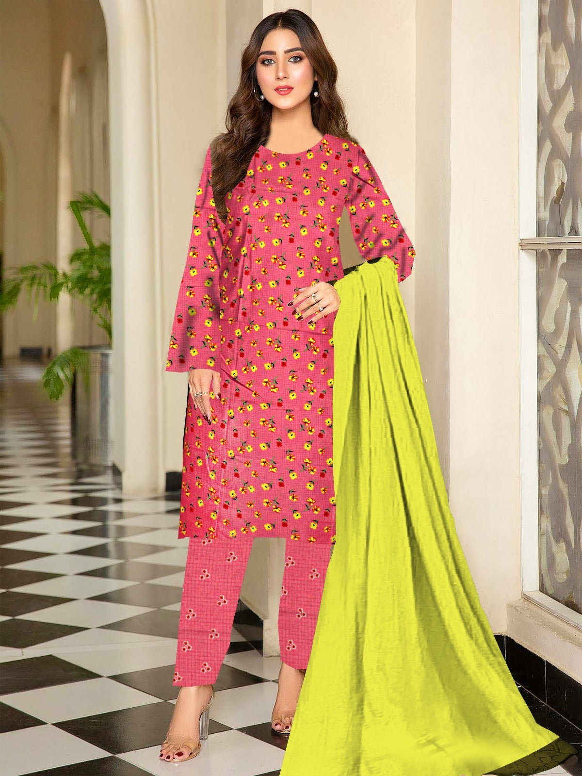 DYNASTY MICRO COTTON 4 SEASON STUFF ALLOVER PRINT UNSTITCHED 3 PC'S