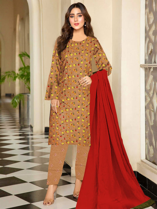 DYNASTY MICRO COTTON 4 SEASON STUFF ALLOVER PRINT UNSTITCHED 3 PC'S