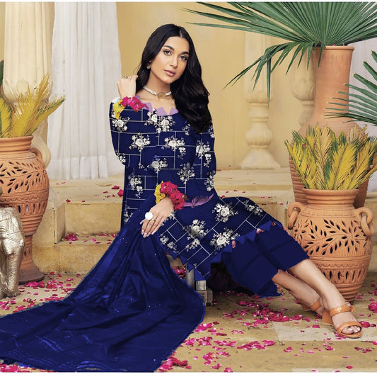 DYNASTY MICRO COTTON 4 SEASON STUFF ALLOVER PRINT UNSTITCHED 3 PC'S