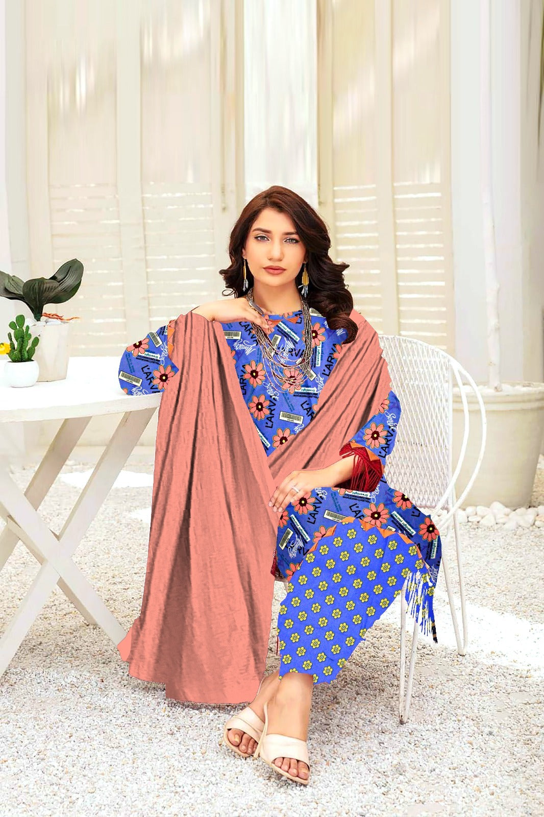 DYNASTY MICRO COTTON 4 SEASON STUFF ALLOVER PRINT UNSTITCHED 3 PC'S