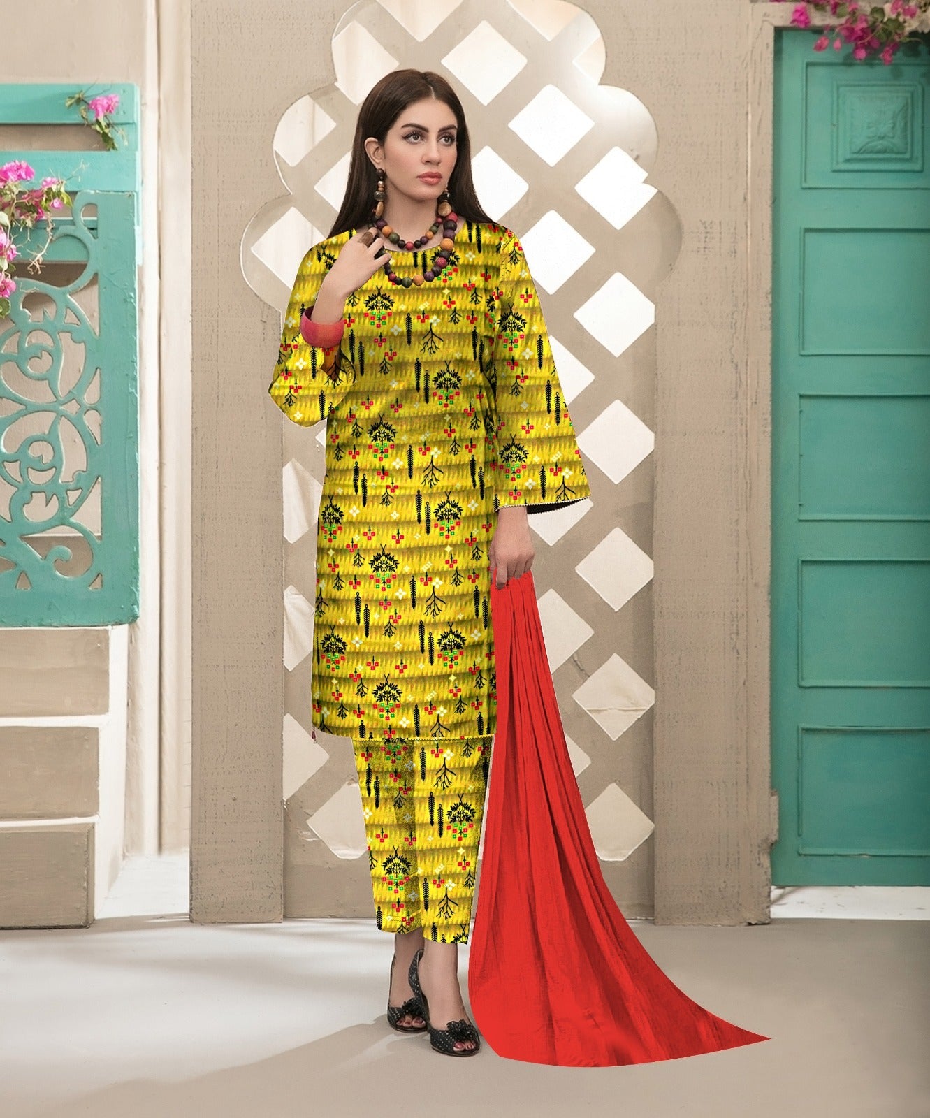 DYNASTY MICRO COTTON 4 SEASON STUFF ALLOVER PRINT UNSTITCHED 3 PC'S