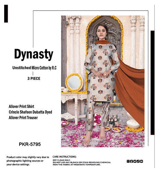 DYNASTY MICRO COTTON 4 SEASON STUFF ALLOVER PRINT UNSTITCHED 3 PC'S