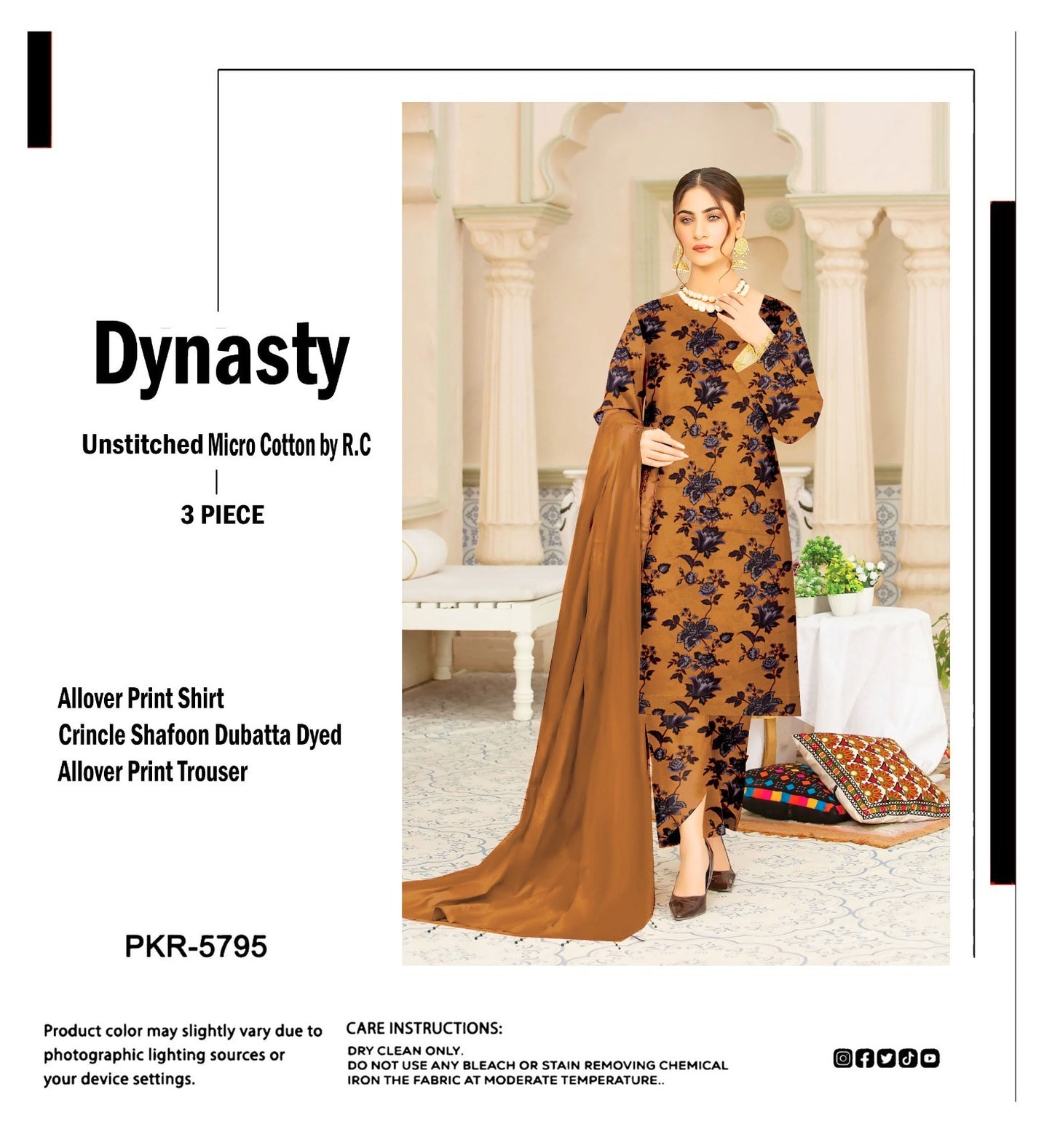 DYNASTY MICRO COTTON 4 SEASON STUFF ALLOVER PRINT UNSTITCHED 3 PC'S