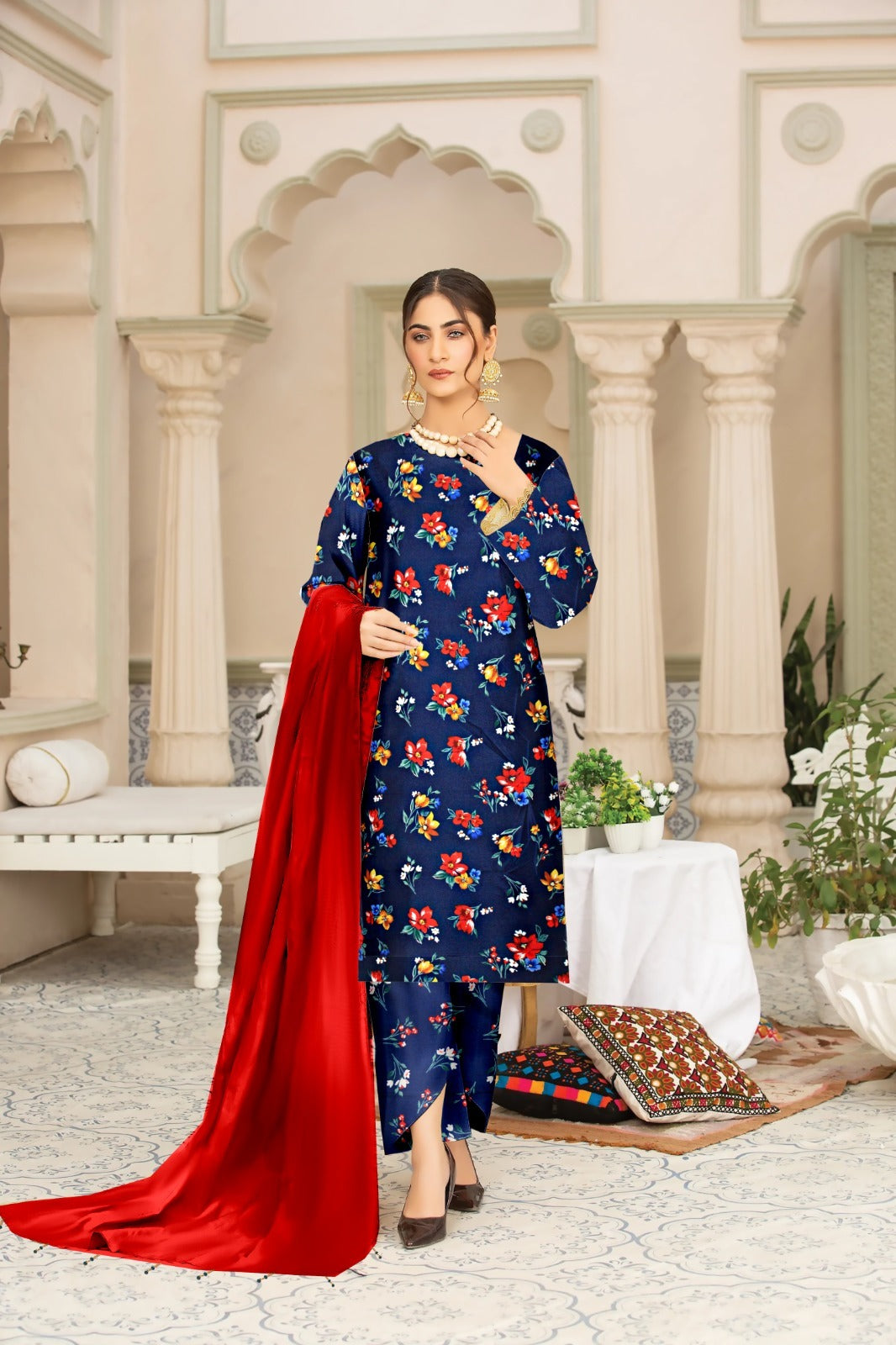 DYNASTY MICRO COTTON 4 SEASON STUFF ALLOVER PRINT UNSTITCHED 3 PC'S