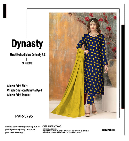 DYNASTY MICRO COTTON 4 SEASON STUFF ALLOVER PRINT UNSTITCHED 3 PC'S