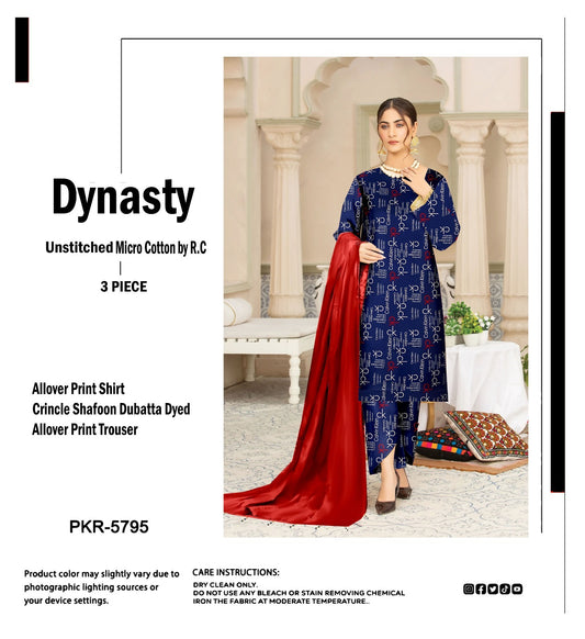 DYNASTY MICRO COTTON 4 SEASON STUFF ALLOVER PRINT UNSTITCHED 3 PC'S