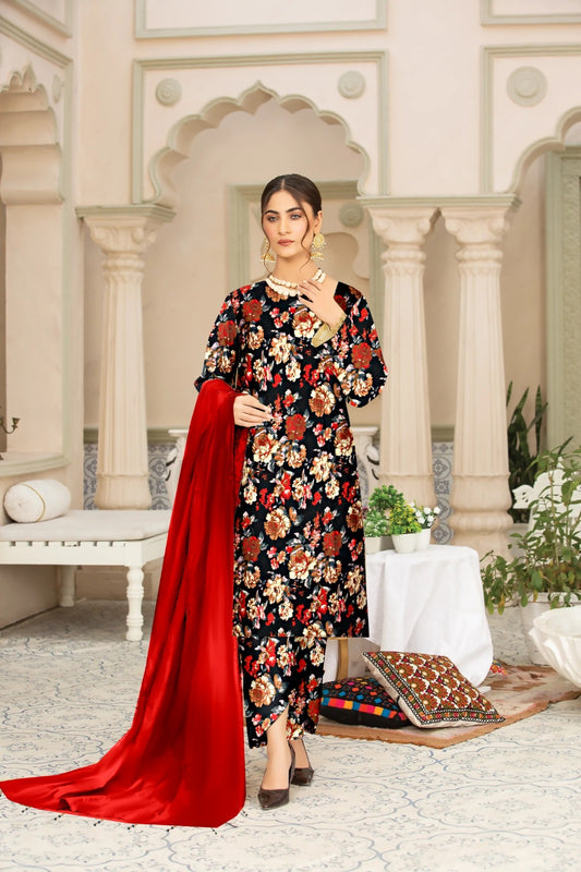 DYNASTY MICRO COTTON 4 SEASON STUFF ALLOVER PRINT UNSTITCHED 3 PC'S